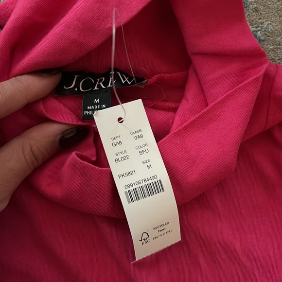 J Crew Classic Tissue Turtleneck in Sweet Fuchsia Pink - Picture 3 of 3